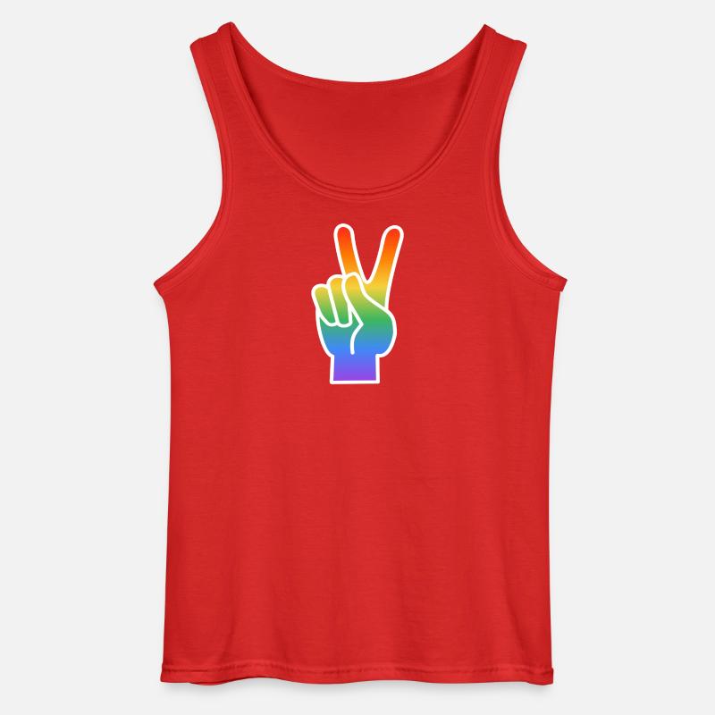 Regenbogen Peace Handzeichen - Gildan Männer Tank Top - Rot