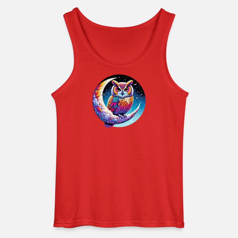 Eule auf dem Mond - Gildan Männer Tank Top - Rot