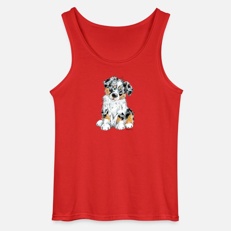 Australian Shepherd Hund Aussie - Gildan Männer Tank Top - Rot