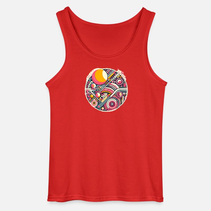 Neon Geometry — Orbit Bloom - Gildan Männer Tank Top - Rot