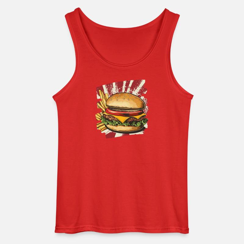 Burger und Fritten Retro - Gildan Männer Tank Top - Rot