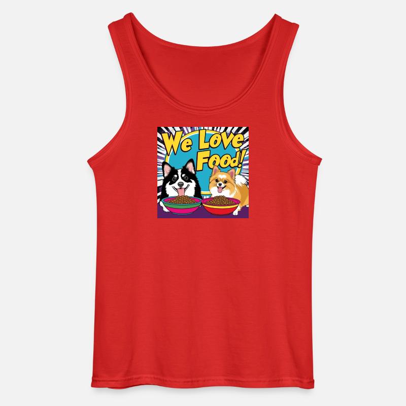 Comic Dogs - Vi elsker mad - Gildan tanktop til mænd - rød