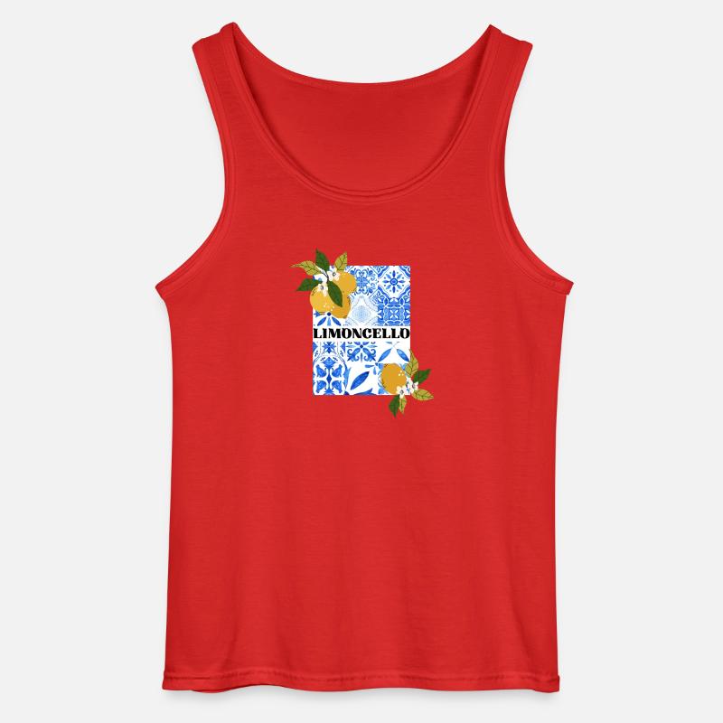 Limoncello – Citrus and Azulejo Pattern - Gildan Men’s Tank Top - red