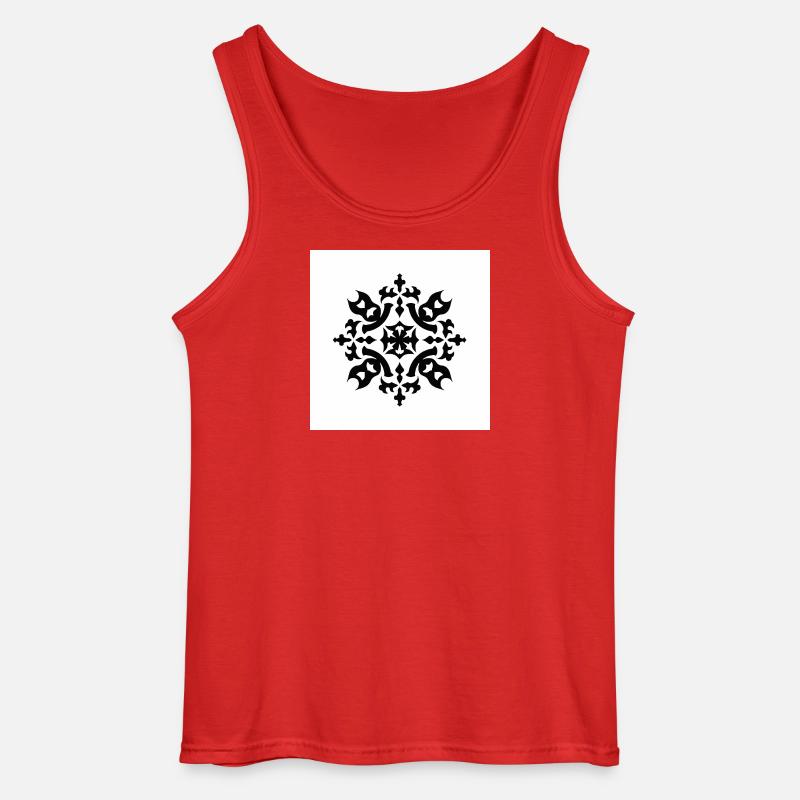 Kompliziertes schwarzes Schneeflockenmuster - Gildan Männer Tank Top - Rot