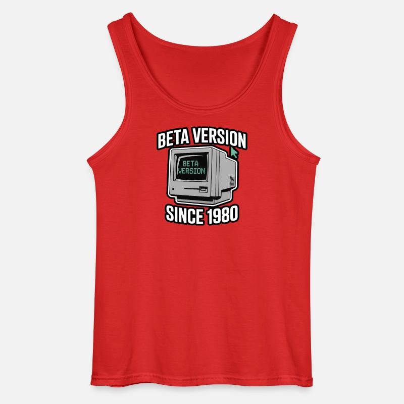 Retro Computer Beta Version Design - Gildan Men’s Tank Top - red