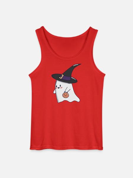 Sweet Ghost – Halloween Kawaii 🎃👻 - Gildan Men’s Tank Top - red