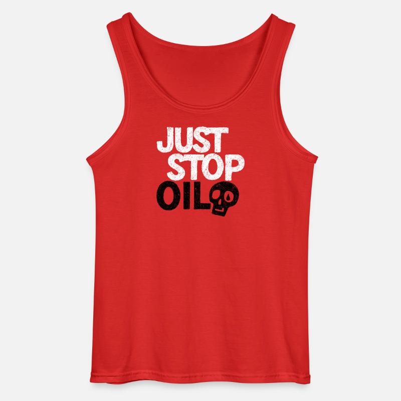 Bold 'Just Stop' Protest Graphic - Gildan Men’s Tank Top - red