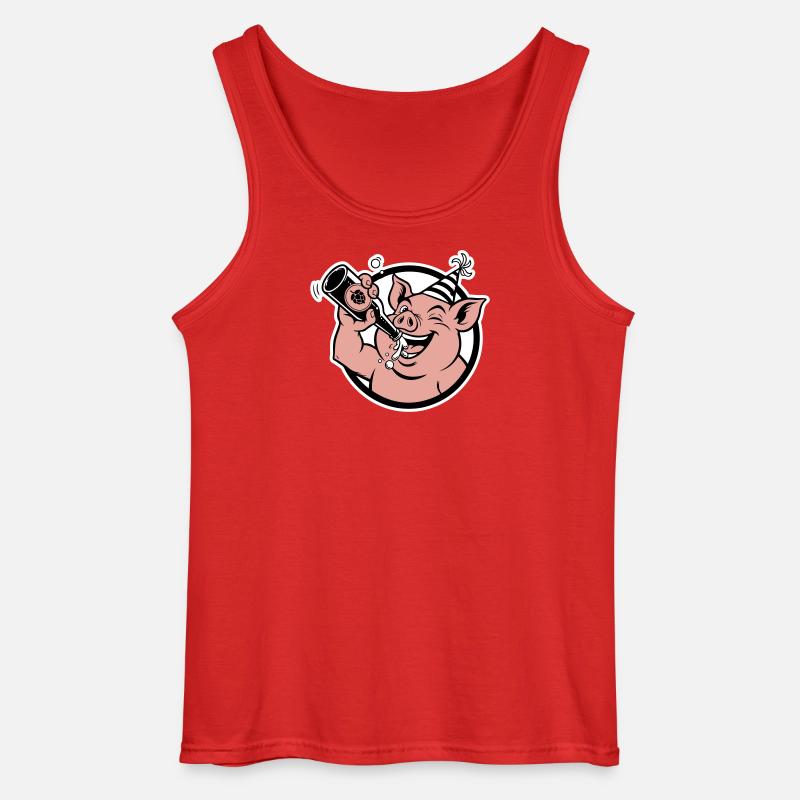 Schweinchen mit Festflasche - Gildan Männer Tank Top - Rot