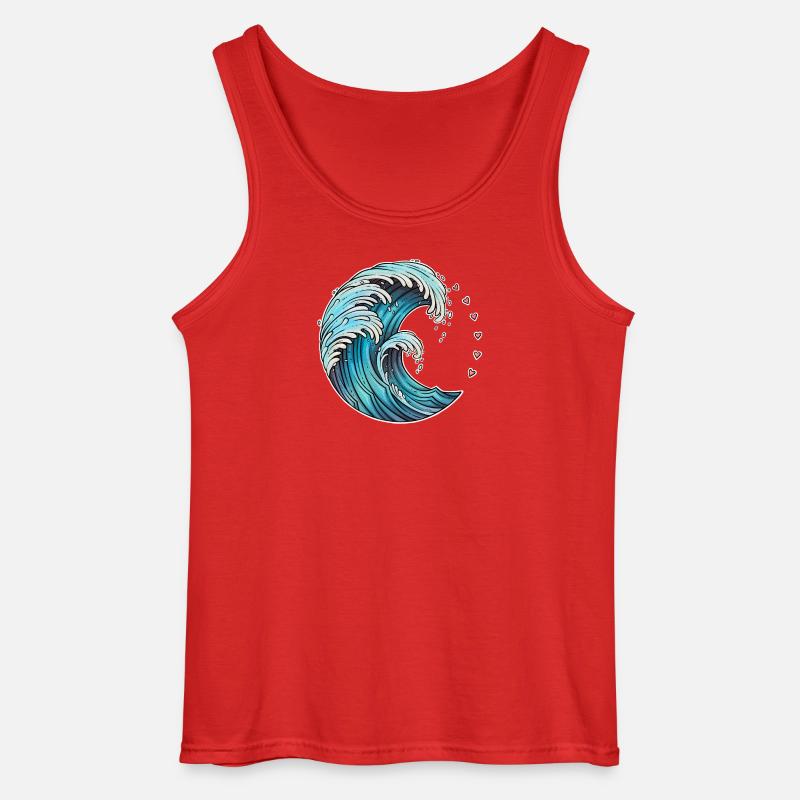 Dynamic Wave Art Illustration - Gildan Men’s Tank Top - red