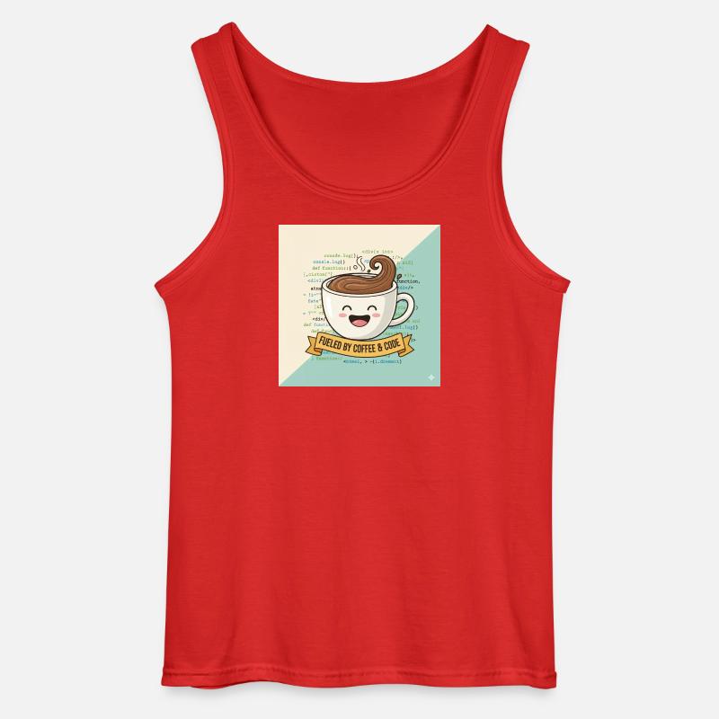 Happy Coffee Mug and Code - Gildan Men’s Tank Top - red