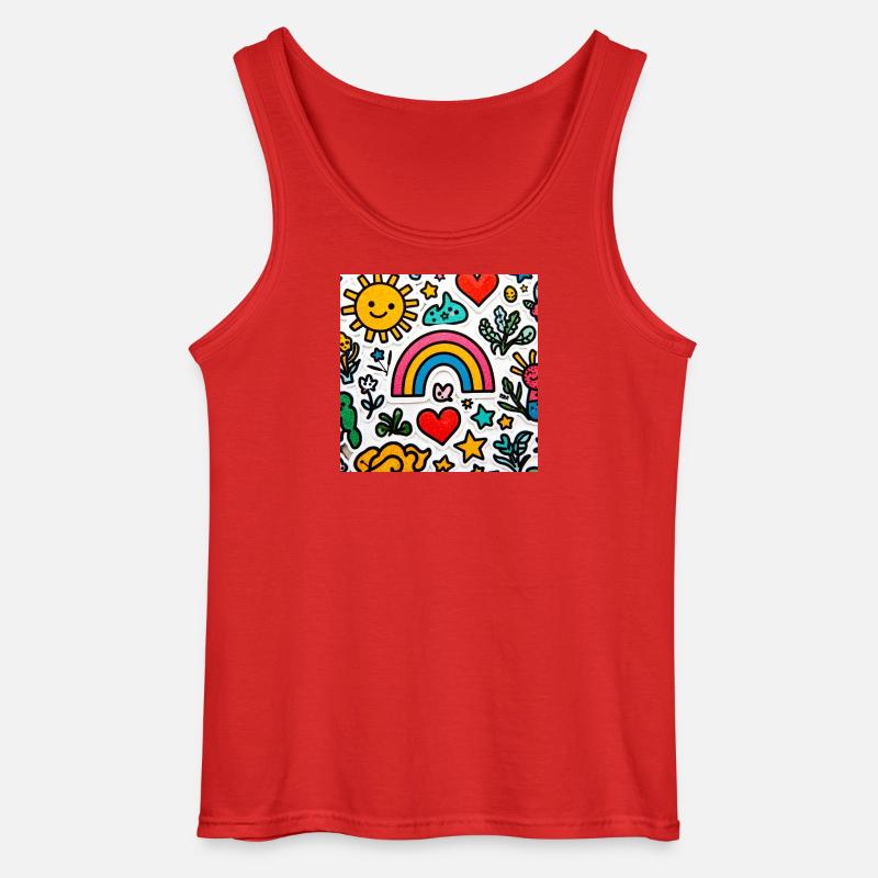 Fröhlicher Doodle-Regenbogen - Gildan Männer Tank Top - Rot