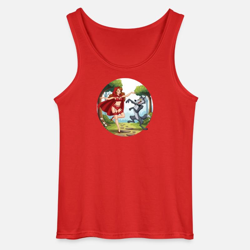 Roodkapje_danst_met_wolf - Gildan Männer Tank Top - Rot