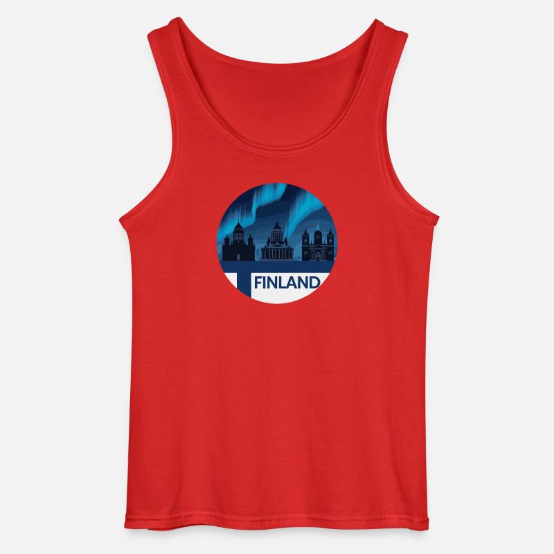 Finnland Aurora Skyline - Gildan Männer Tank Top - Rot