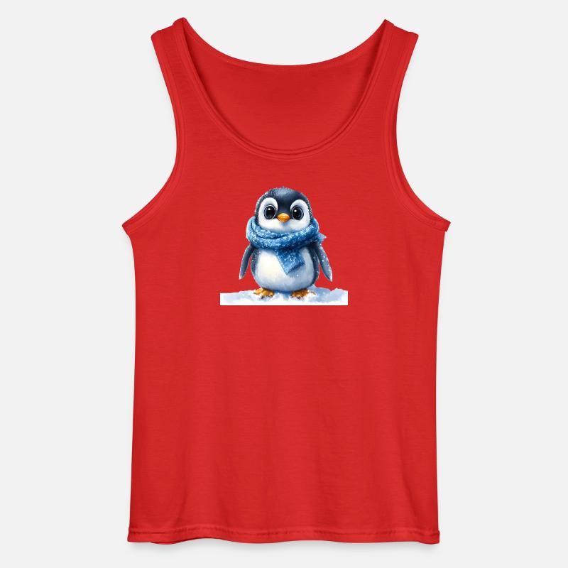 Cute penguin with winter accessory - Gildan Men’s Tank Top - red