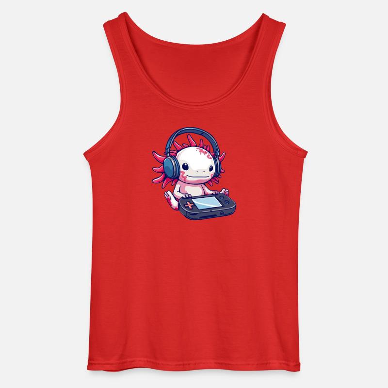 Axolotl mit Kopfhörern und Gaming-Controller - Gildan Männer Tank Top - Rot