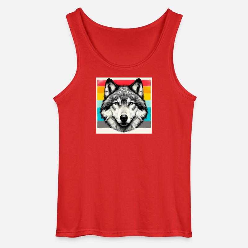Wolf - Gildan Männer Tank Top - Rot