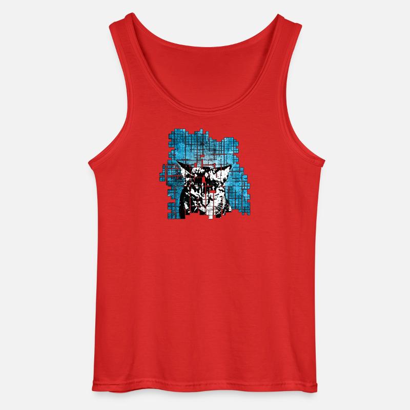 Graffiti-Stil Katzenporträt mit blauer Explosion - Gildan Männer Tank Top - Rot