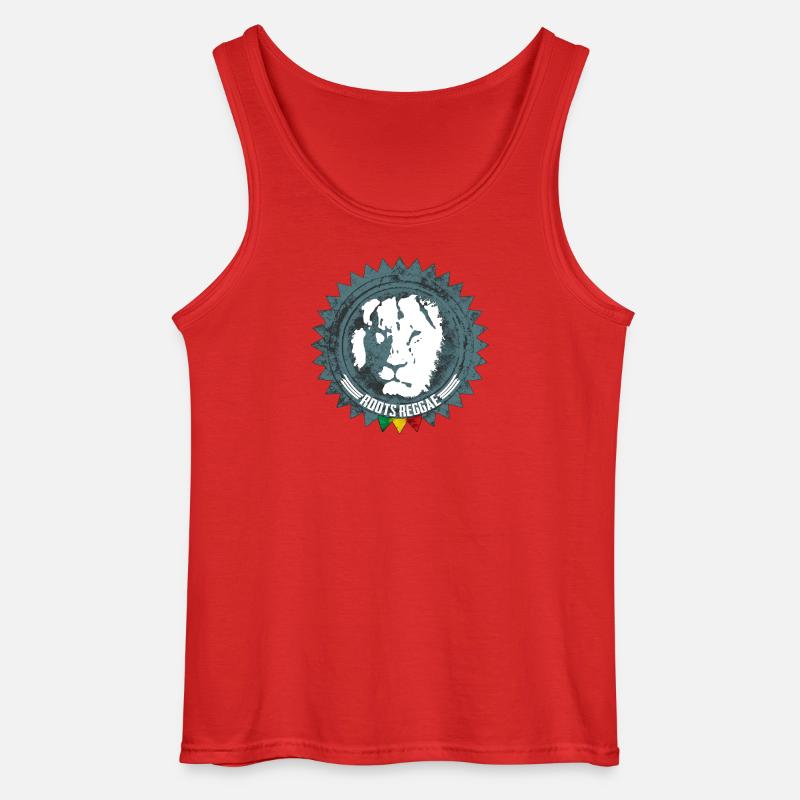Rootsreggae Abzeichen Logo mit Löwe - Gildan Männer Tank Top - Rot