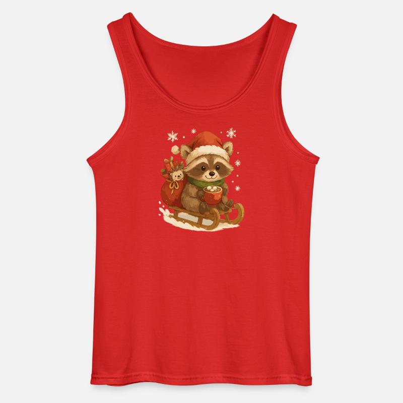 Weihnachts Waschbär auf Schlitten - Gildan Männer Tank Top - Rot