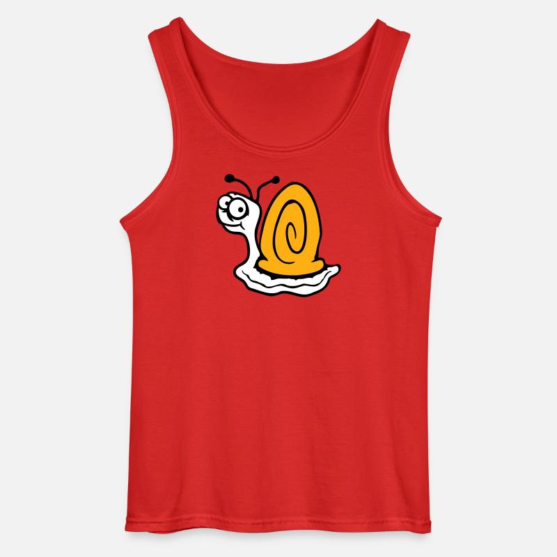 Snail anxious unsure looking back cute - Gildan Men’s Tank Top - red