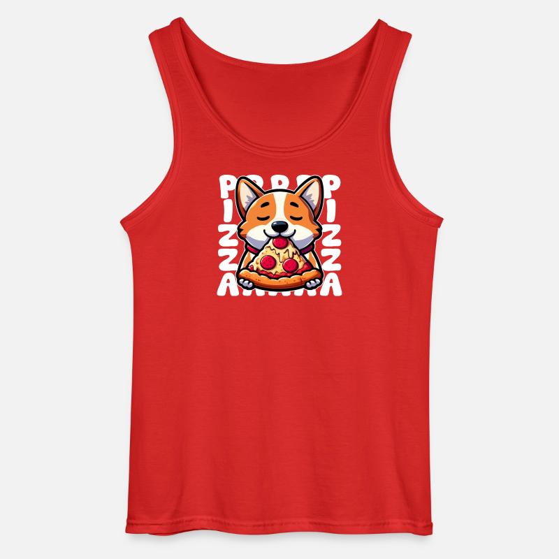 Corgi Pizza Genuss - Gildan Männer Tank Top - Rot