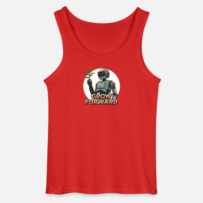 Grow Forward – Retro Sci-Fi Robot - Gildan Männer Tank Top - Rot