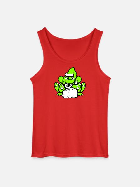 Frog Santa Claus Christmas Hat Gift - Gildan Men’s Tank Top - red