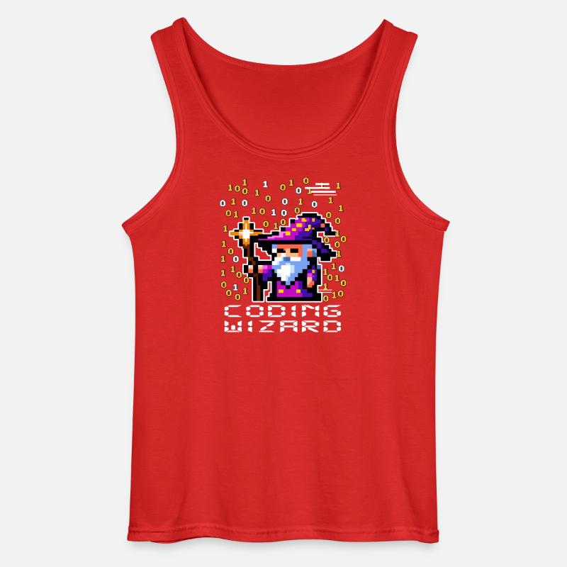 Wizard Pixel Code - Gildan Men’s Tank Top - red