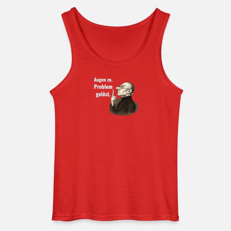 Augen zu – Problem gelöst.  - Gildan Männer Tank Top - Rot
