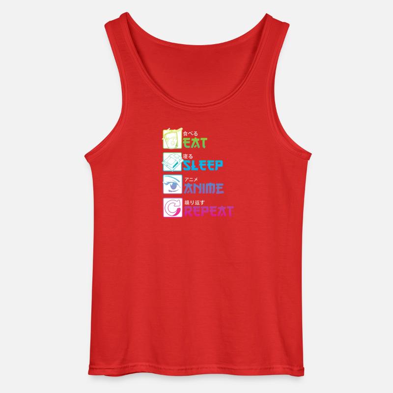 EAT SLEEP ANIME REPEAT - Gildan Männer Tank Top - Rot