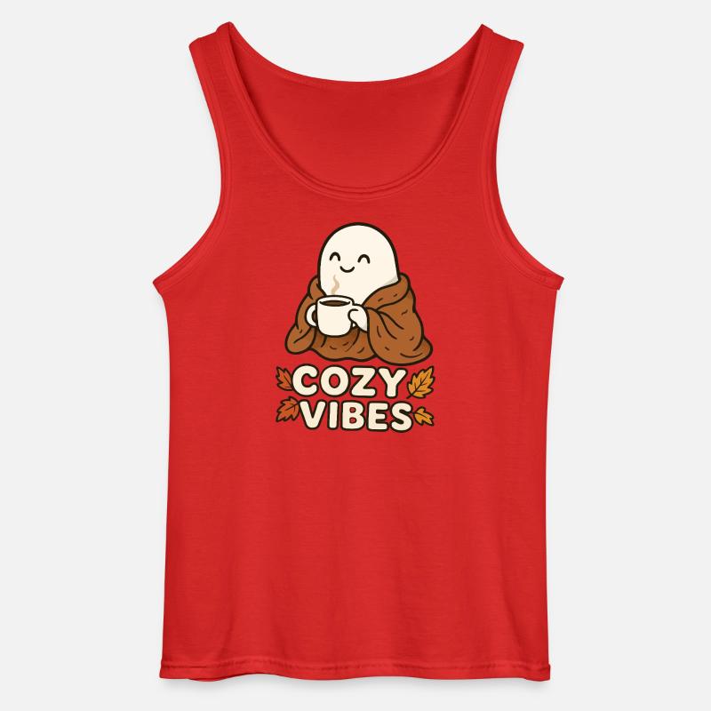 Cozy Vibes Ghost with Mug - Gildan Männer Tank Top - Rot