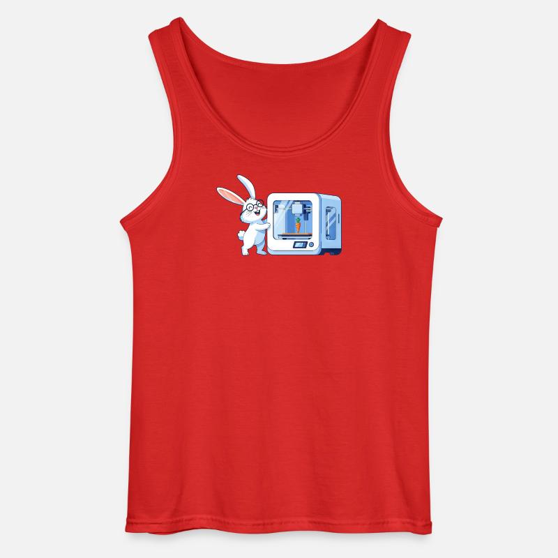 Lustiges Kaninchen Nerd Programmierer 3D Drucker - Gildan Männer Tank Top - Rot