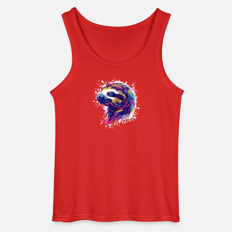 Faultier Sloth Splatter - Gildan Männer Tank Top - Rot