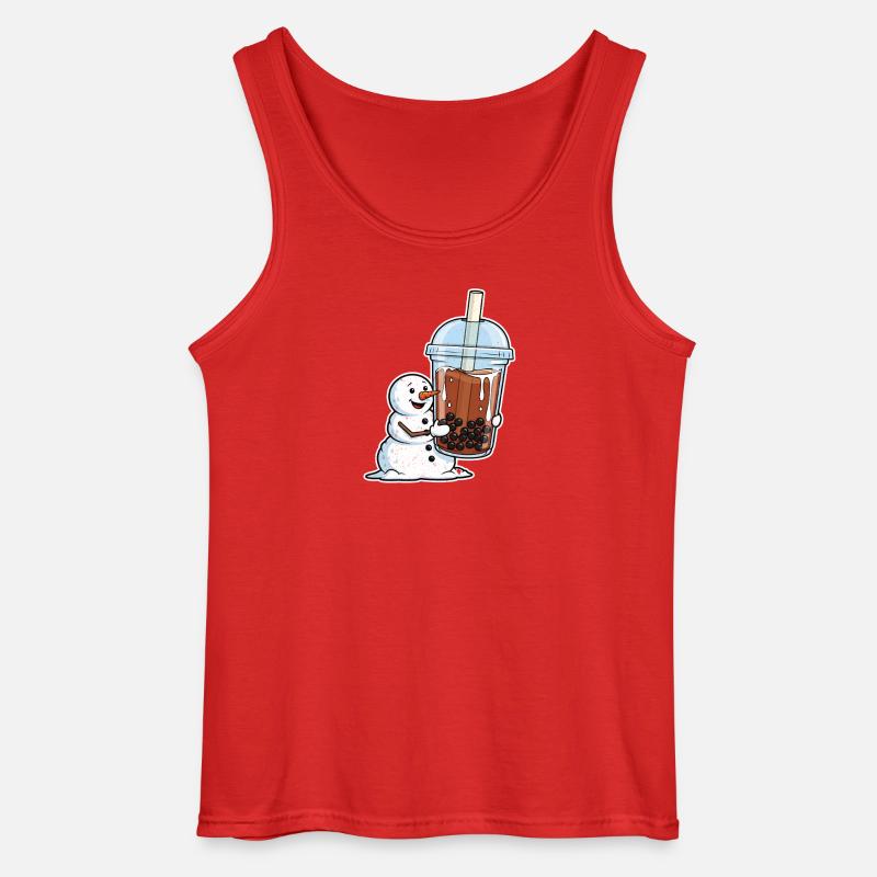 Schneemann und Bubble Tea Becher - Gildan Männer Tank Top - Rot
