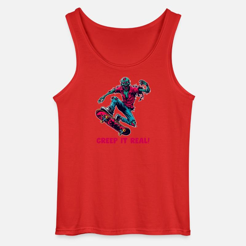 Zombie Skateboarder Neon Horror - Gildan Männer Tank Top - Rot