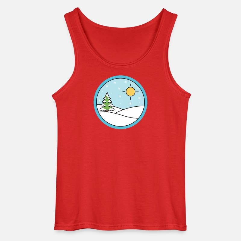 Winterlandschaft mit Schnee und Sonne - Gildan Männer Tank Top - Rot