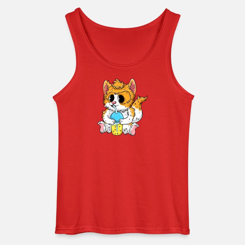 Süße Katze mit Bubble Tea - Gildan Männer Tank Top - Rot