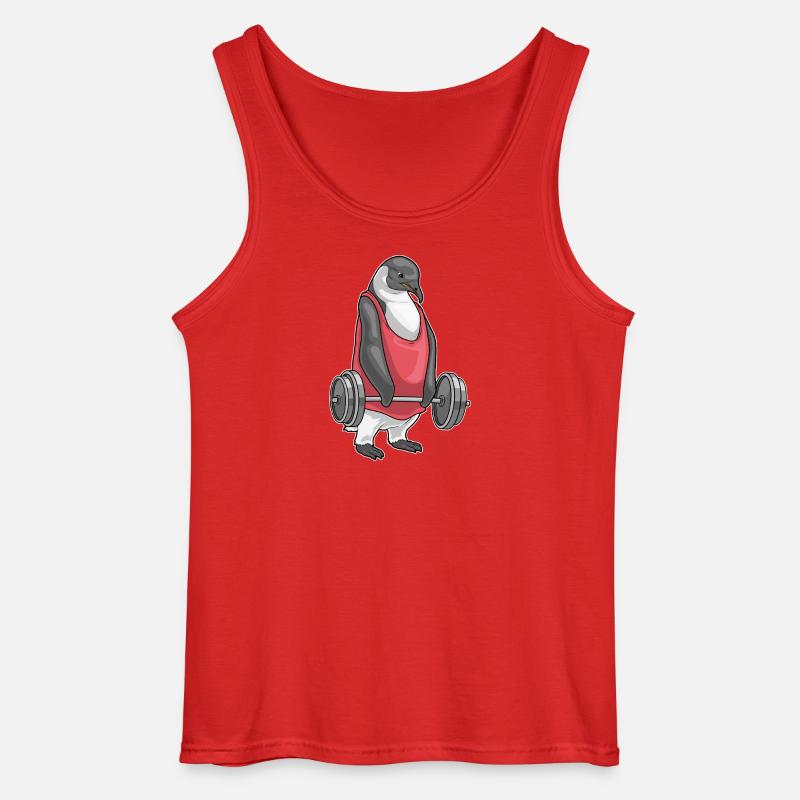 Pinguin Bodybuilder Langhantel Bodybuilding - Gildan Männer Tank Top - Rot