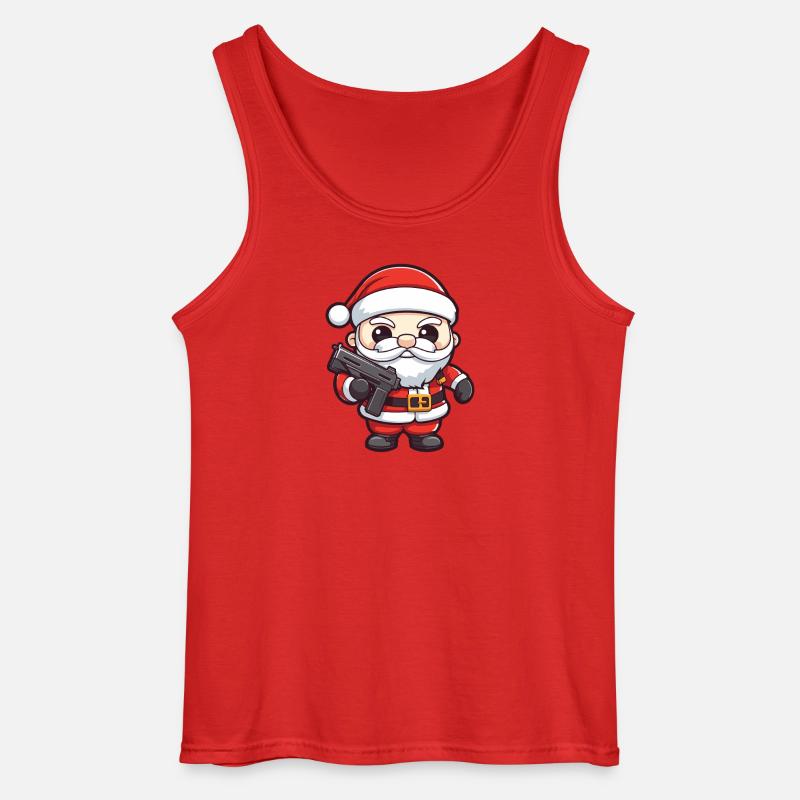 Weihnachtsmann Pistole Comic Weihnachten - Gildan Männer Tank Top - Rot