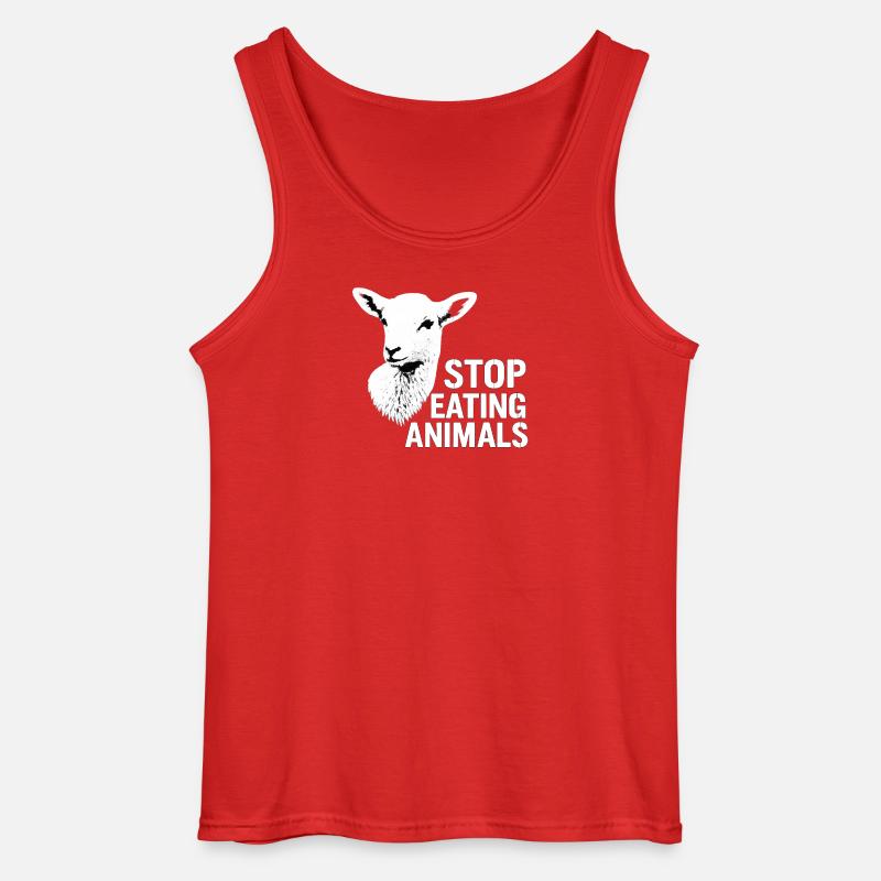Stop Eating Animals Vegane Botschaft - Gildan Männer Tank Top - Rot