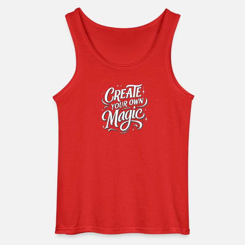 Create Your Own Magic Text - Gildan Men’s Tank Top - red