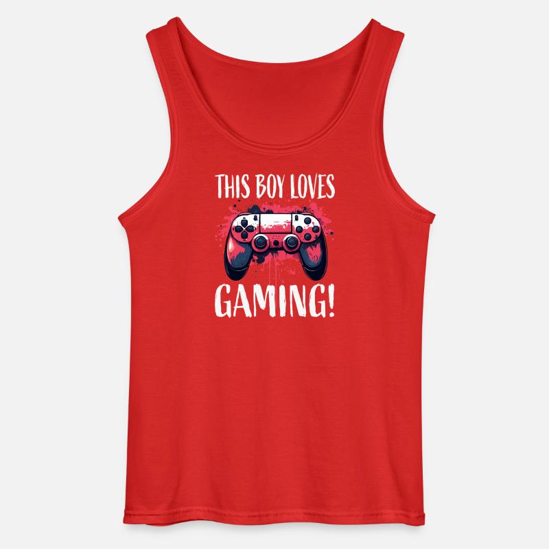 This Boy Loves Gaming Controller Art - Gildan Männer Tank Top - Rot
