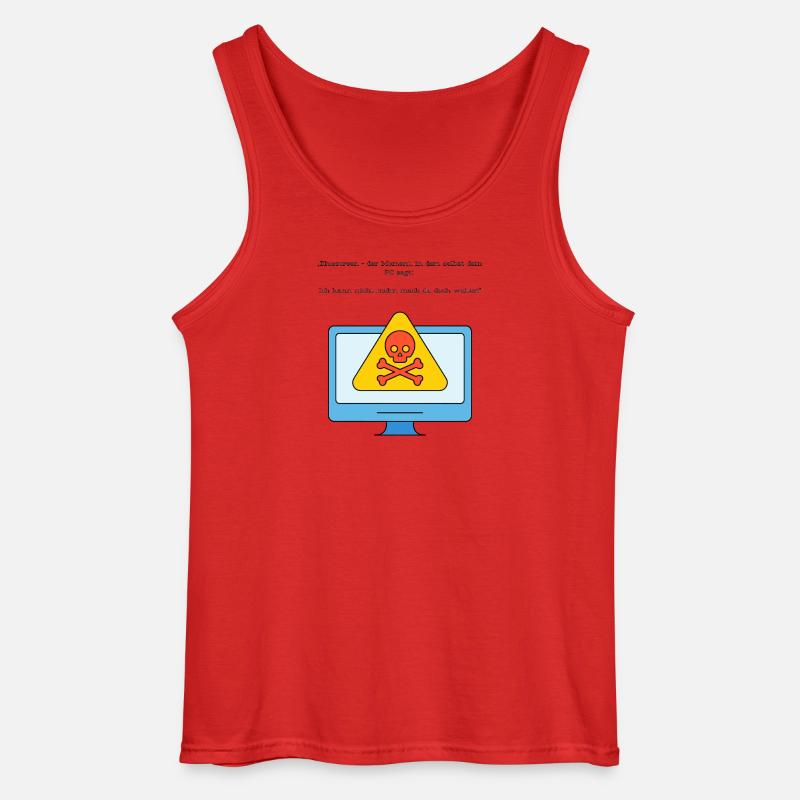 Blue Screen Humor Skull Warnung - Gildan Männer Tank Top - Rot