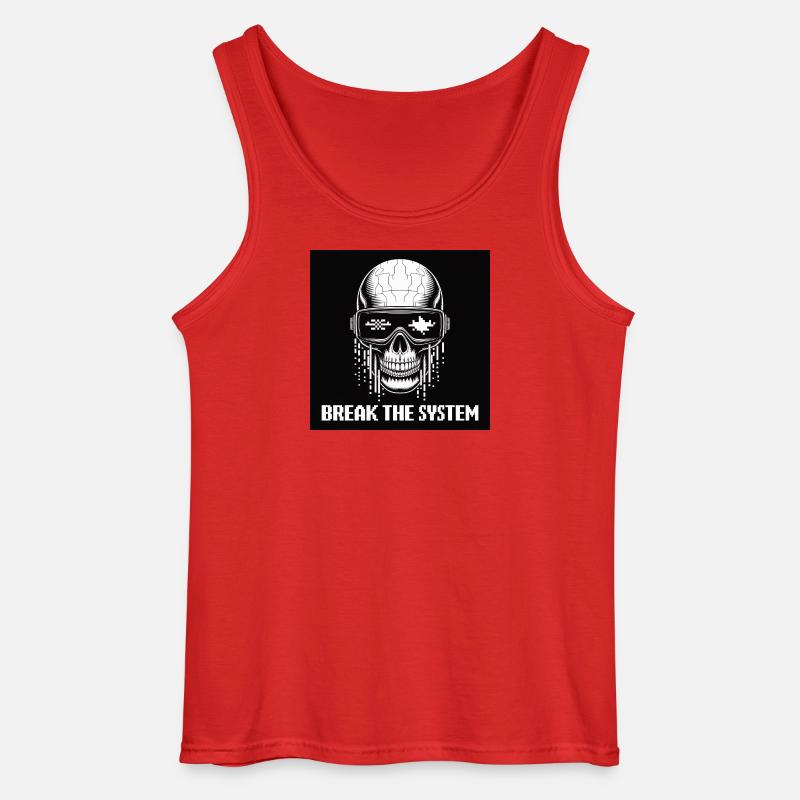 Cyberpunk Schädel zerstört das System - Gildan Männer Tank Top - Rot