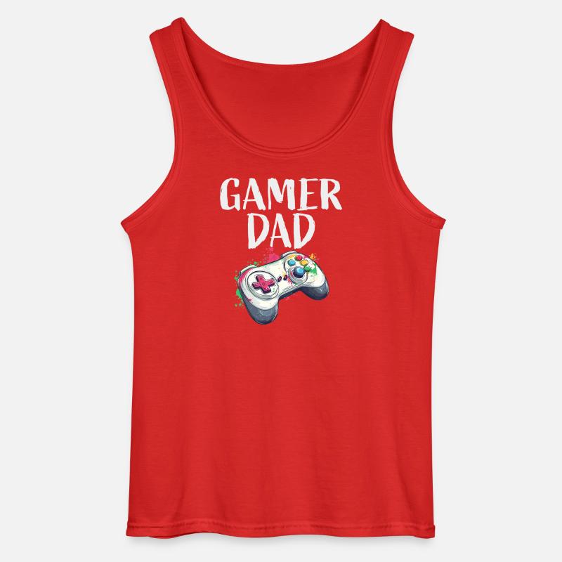 Gamer Dad Controller Splash - Gildan Men’s Tank Top - red