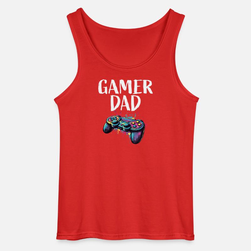 Gamer Dad Controller Farbexplosion - Gildan Männer Tank Top - Rot