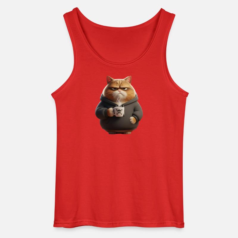 Grim Cat Coffee Morning Grouch - Gildan Men’s Tank Top - red