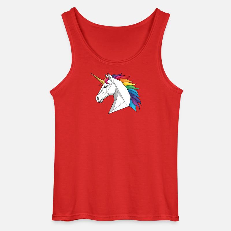 Geometrisches Einhorn mit Regenbogen - Gildan Männer Tank Top - Rot