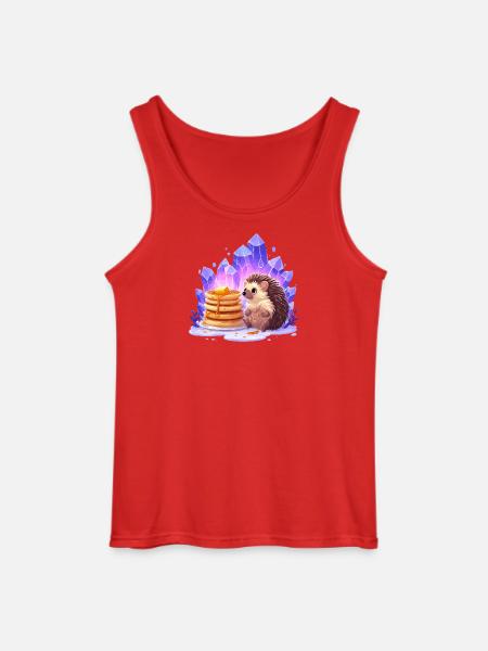 Hedgehog with pancakes and crystals - Gildan Men’s Tank Top - red