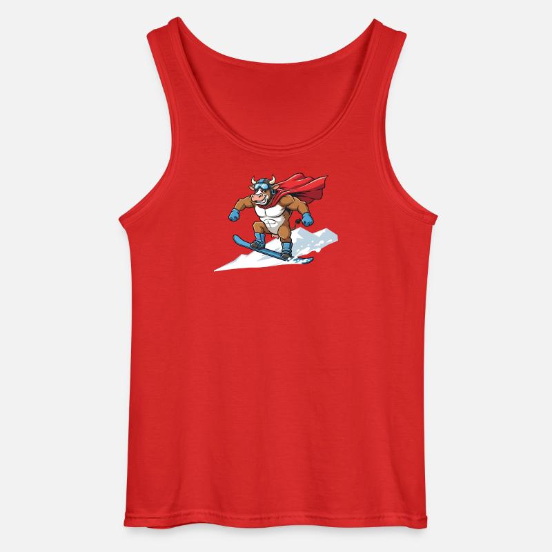 Snowboardender Super Stier Im Schnee - Gildan Männer Tank Top - Rot
